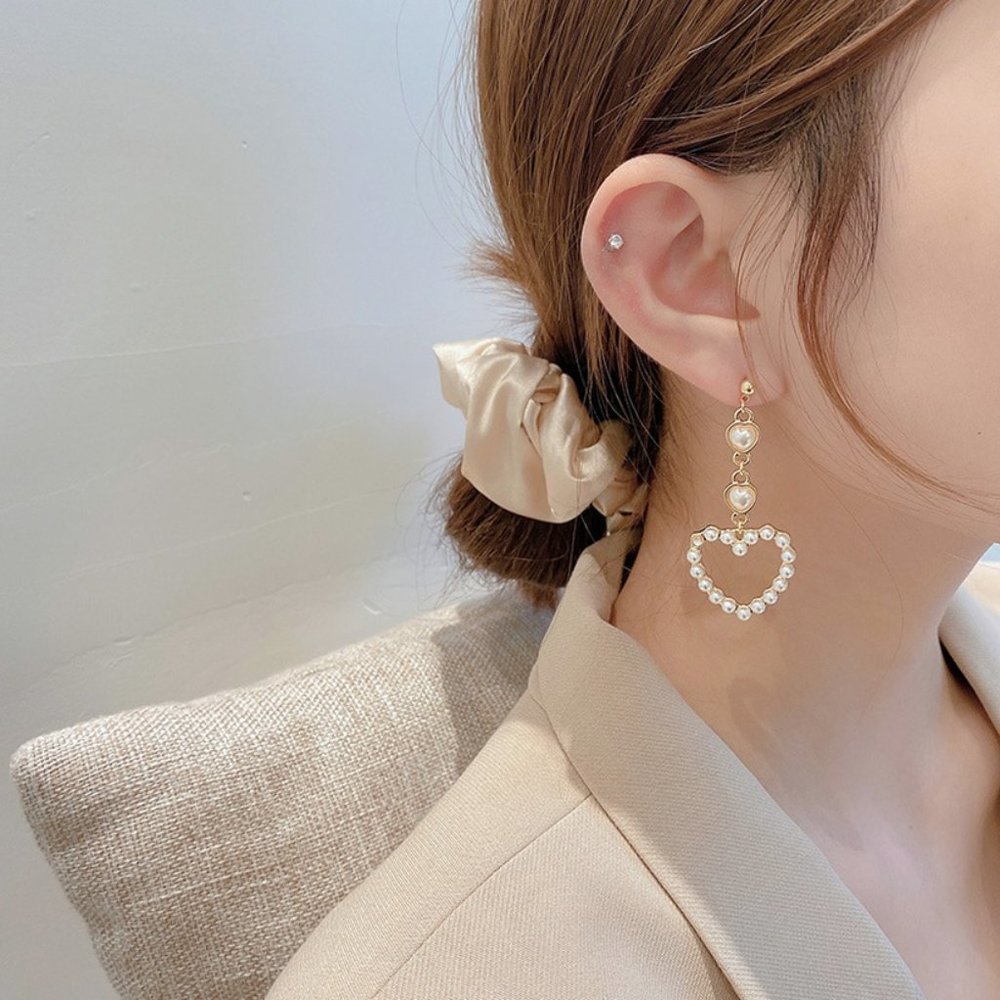 💕Pearl and Copper Heart Shaped Earrings💕